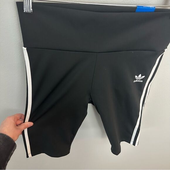 Adidas Originals Black High Waisted Athletic Biker Shorts NWT Size Medium - Picture 10 of 16